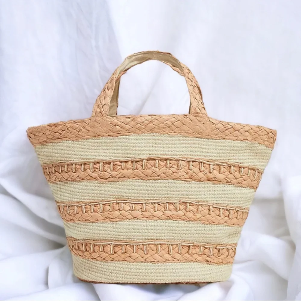 J.CREW FACTORY Straw Tote Bag - Natural - New With Tags - Picture 1 of 7